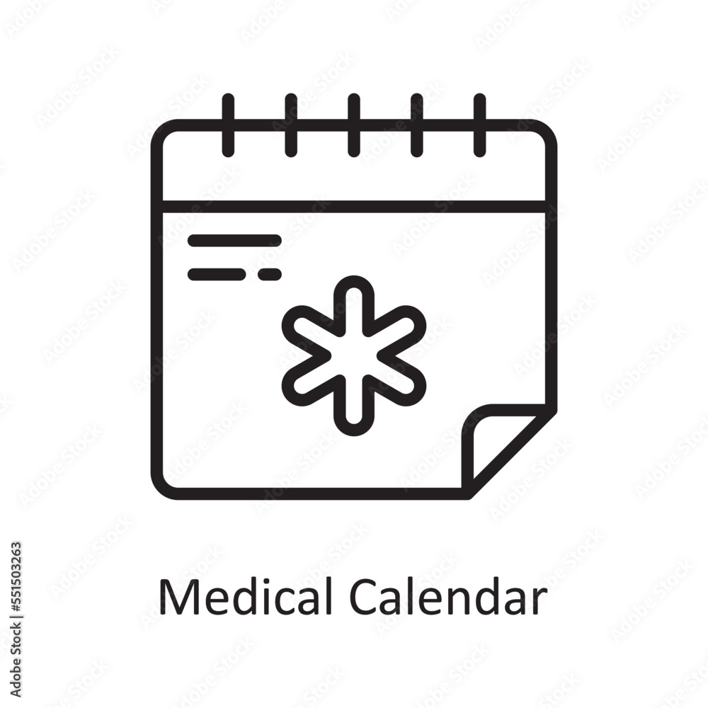 Medical Calendar Vector Outline Icon Design illustration. Medical Symbol on White background EPS 10 File Medical Calendar Vector Outline Icon Design illustration. Medical Symbol on White background EPS 10 File