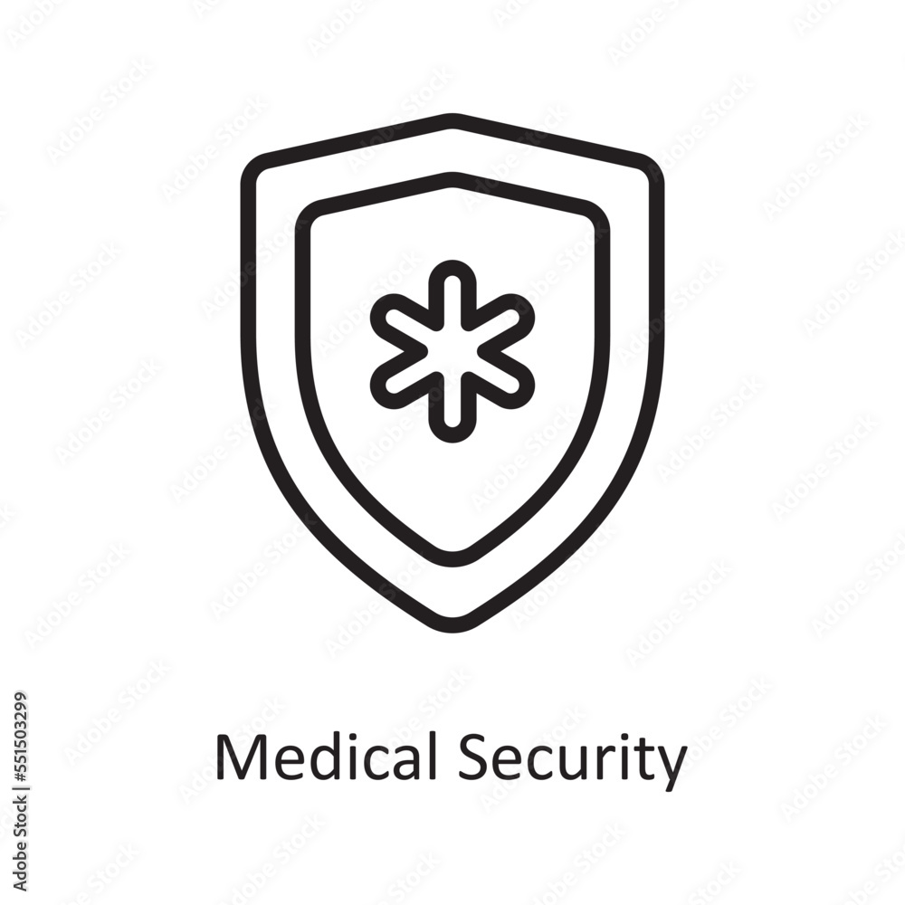 Medical Security Vector Outline Icon Design illustration. Medical Symbol on White background EPS 10 File Medical Security Vector Outline Icon Design illustration. Medical Symbol on White background EPS 10 File