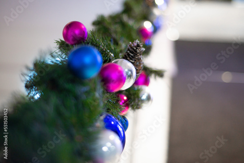 various Christmas decorations on the tree, decorations