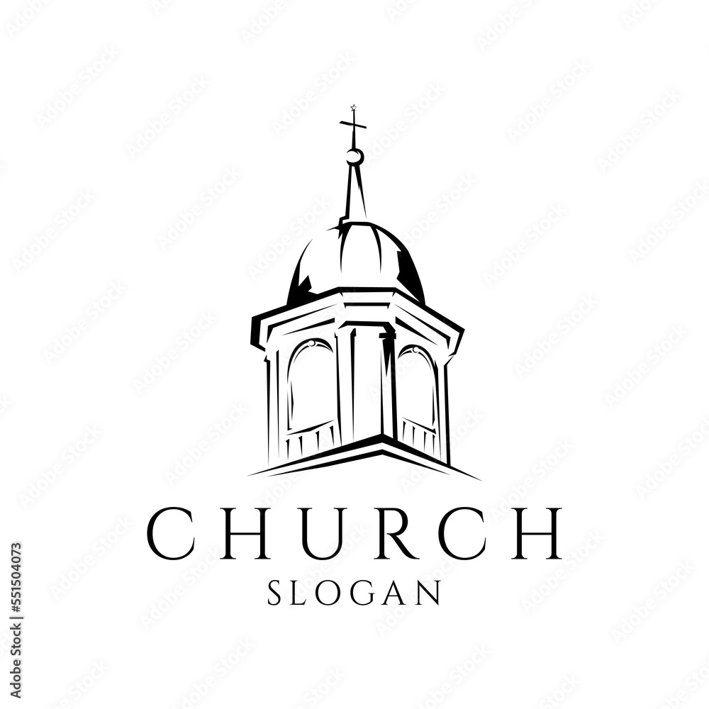 russian orthodox church, Church logo vector template isolated  on white background