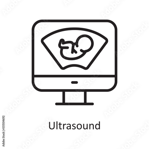 Ultrasound Vector Outline Icon Design illustration. Medical Symbol on White background EPS 10 File