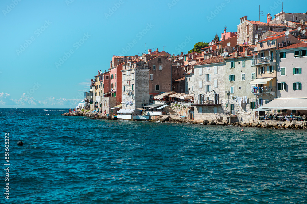 View from the sea on the town of Rovinj