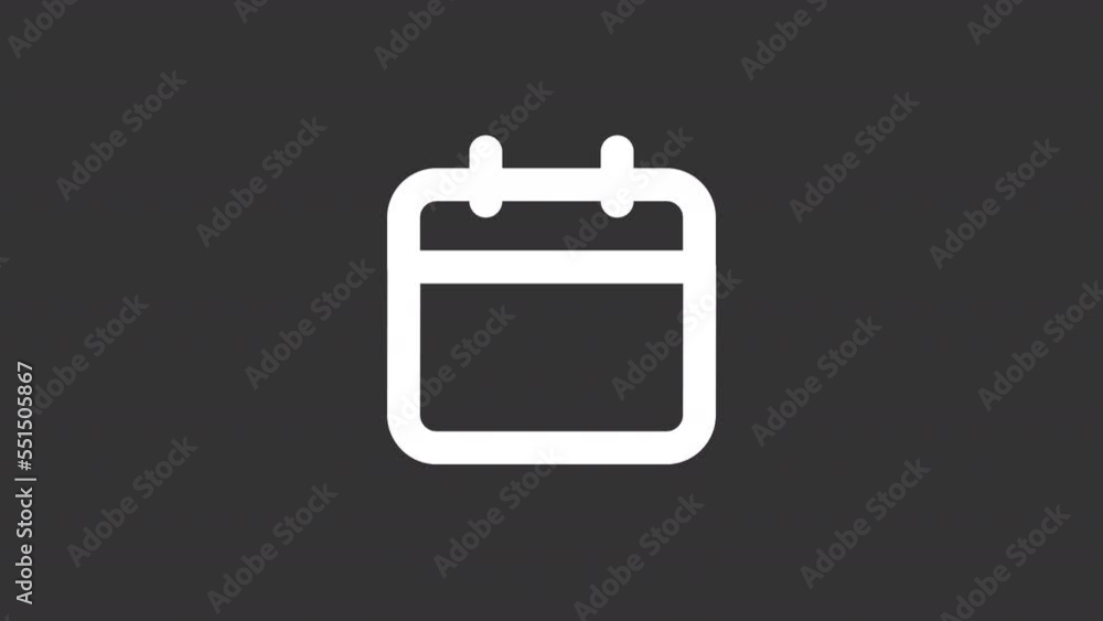 Animated schedule white line ui icon. Appointment. Calendar. Seamless loop HD video with alpha channel on transparent background. Isolated user interface symbol motion graphic design for night mode Animated schedule white line ui icon. Appointment. Calendar. Seamless loop HD video with alpha channel on transparent background. Isolated user interface symbol motion graphic design for night mode