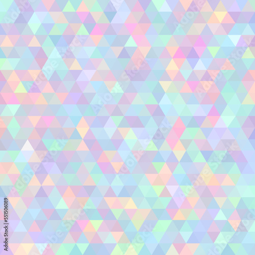 Abstract triangles pattern with holographic colors - vector illustration. Iridescent geometric texture