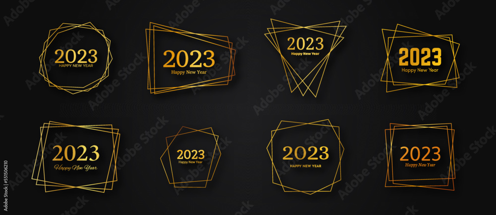 Fototapeta premium 2023 Happy New Year gold geometric polygonal background