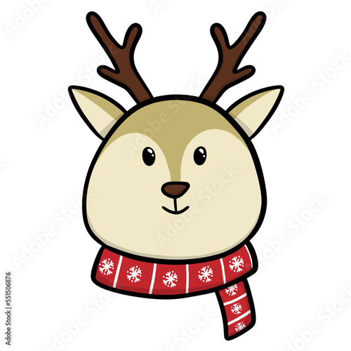 christmas reindeer with red scarf 