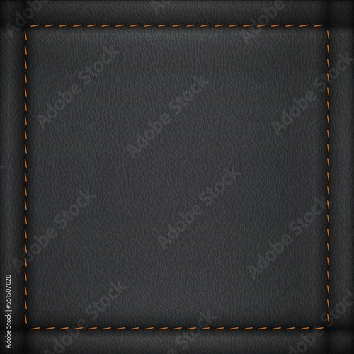 Leather background with stitches - eps10. 3d realistic surface material textured template.