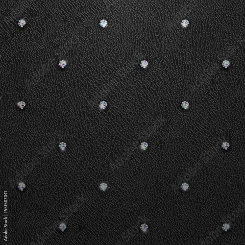 Luxury black leather background with  diamonds - eps10 vector illustration. Bedazzled dark texture .