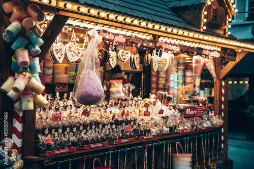 Winter lights Christmas market in the center of Luxembourg city
