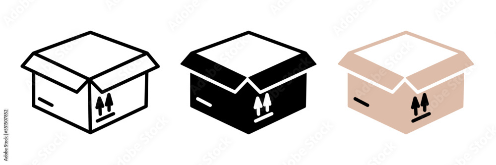Illustraion of open color cardboard boxes. eps 10