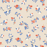 Snowberry winter seamless pattern holiday background. Perfect for for print, wrapping paper, fabric, wallpaper, cover