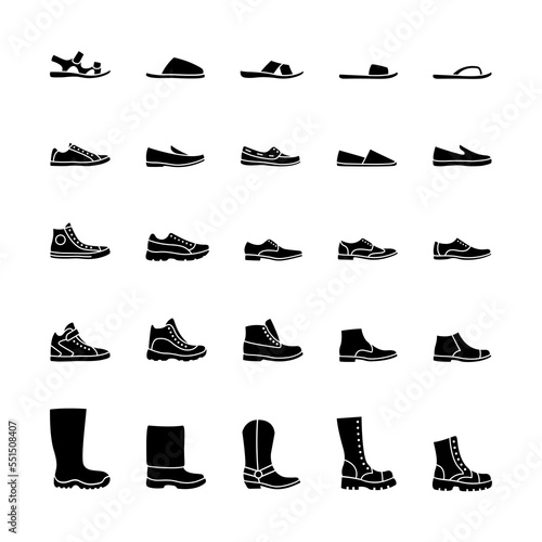 Icons men's shoes black glyph icons isolated PNG