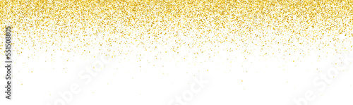 Wide gold glitter falling particles isolated