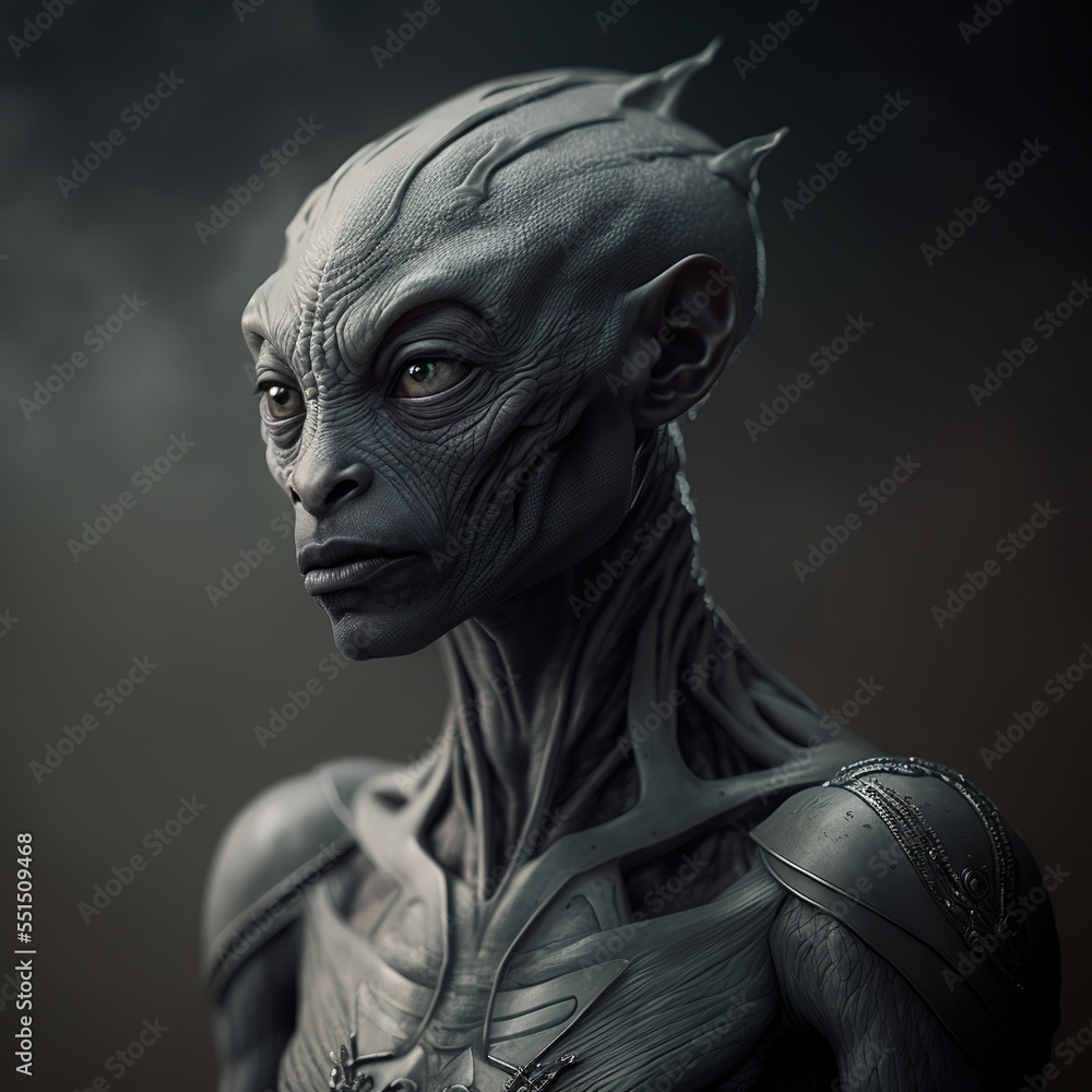 Alien Face Close Up Portrait - AI illustration 06