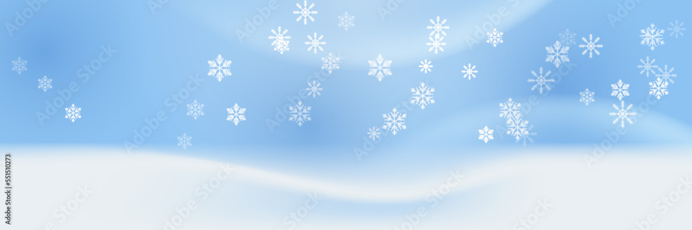 Beautiful christmas banner with blue snowflake. Merry Christmas text with copy space. Vector illustration. Beautiful christmas banner with blue snowflake. Merry Christmas text with copy space. Vector illustration.