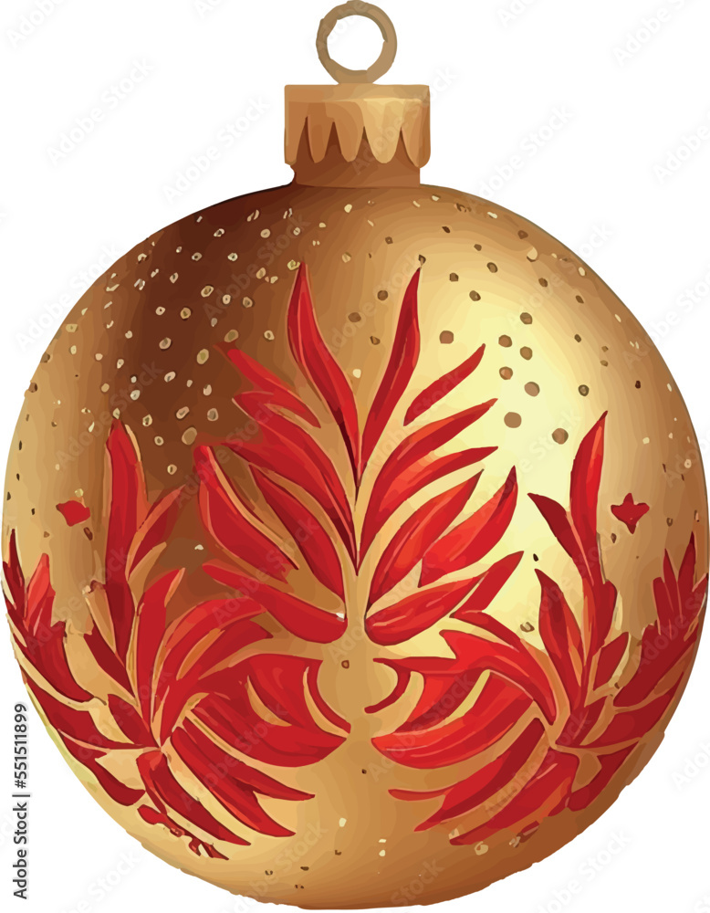 Christmas tree decorations, red and gold collection. Vector illustration Christmas tree decorations, red and gold collection. Vector illustration