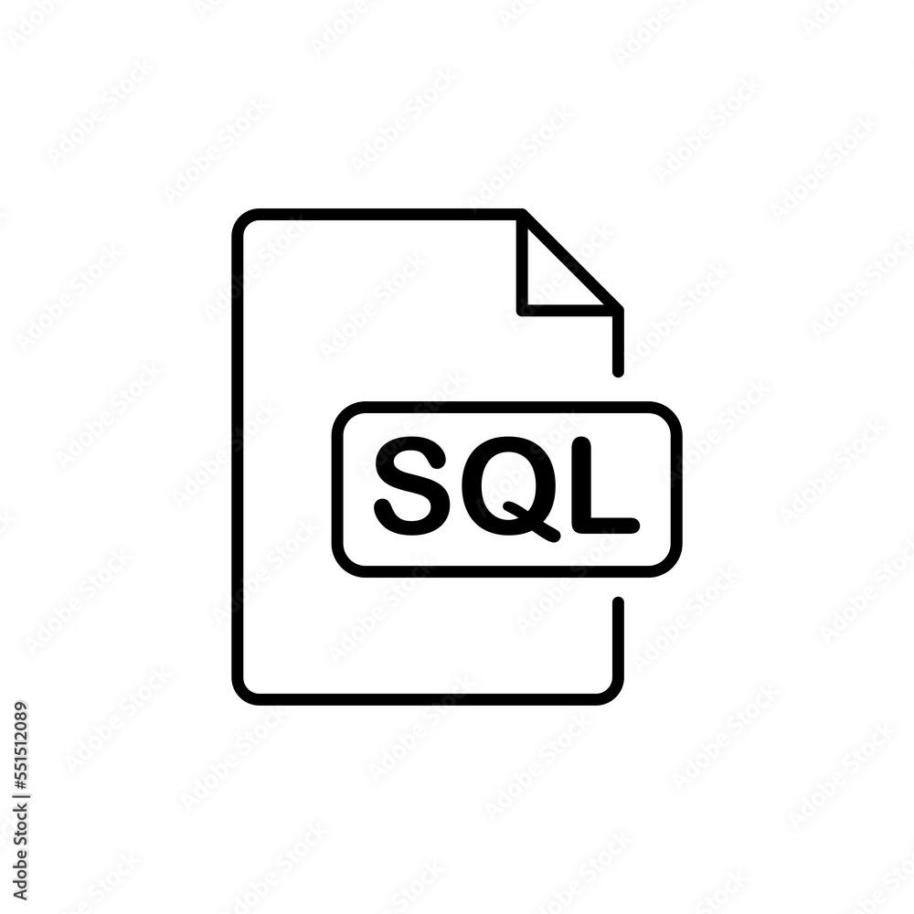 Database line icon. Programming language, file, software, job, access, office suite, record keeping, data organization. Data concept. Vector black line icon on a white background Database line icon. Programming language, file, software, job, access, office suite, record keeping, data organization. Data concept. Vector black line icon on a white background
