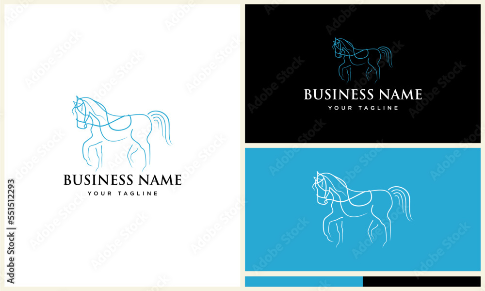 line art horse logo template