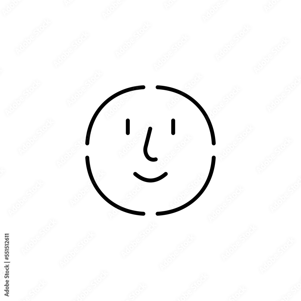 face line icon. Faces, emotions, head, bewilderment, joy, sadness, approval, denial, uncertainty, social networks, communication. communication concept. Vector black line icon on white background face line icon. Faces, emotions, head, bewilderment, joy, sadness, approval, denial, uncertainty, social networks, communication. communication concept. Vector black line icon on white background