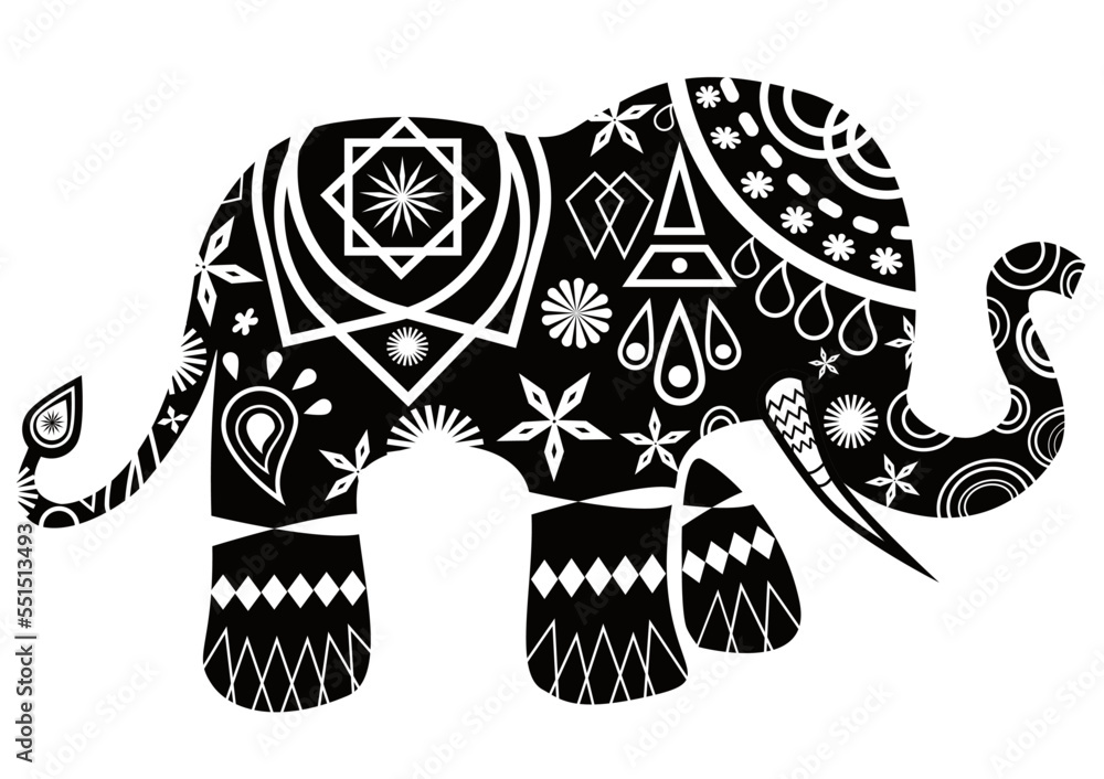 Fototapeta premium black and white elephant vector