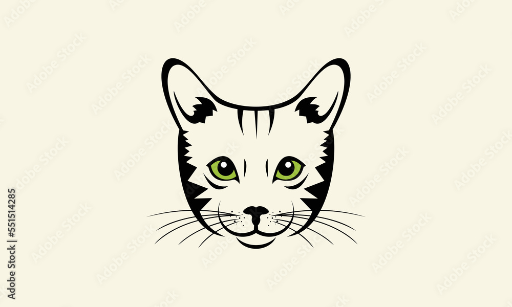 line art cat logo template