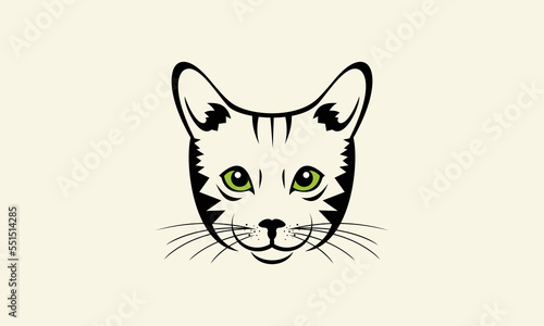 line art cat logo template