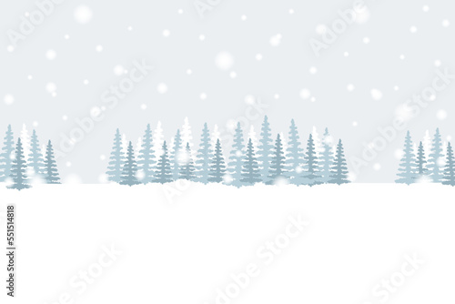 Winter snow landscape with fir trees