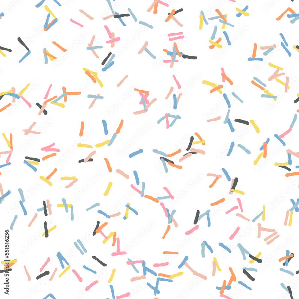 Vector organic seamless abstract background, party confetti pattern. Colorful pastel colored mosaic of simple shapes on white background. Vector organic seamless abstract background, party confetti pattern. Colorful pastel colored mosaic of simple shapes on white background.