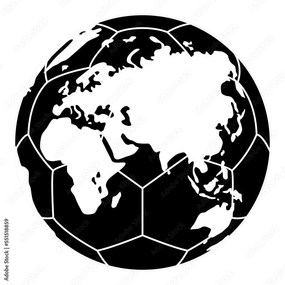 World Map on the Foot Ball Silhouette for Icon, Symbol, Pictogram, Sport News, Art Illustration, Apps, Website or Graphic Design Element. Format PNG World Map on the Foot Ball Silhouette for Icon, Symbol, Pictogram, Sport News, Art Illustration, Apps, Website or Graphic Design Element. Format PNG