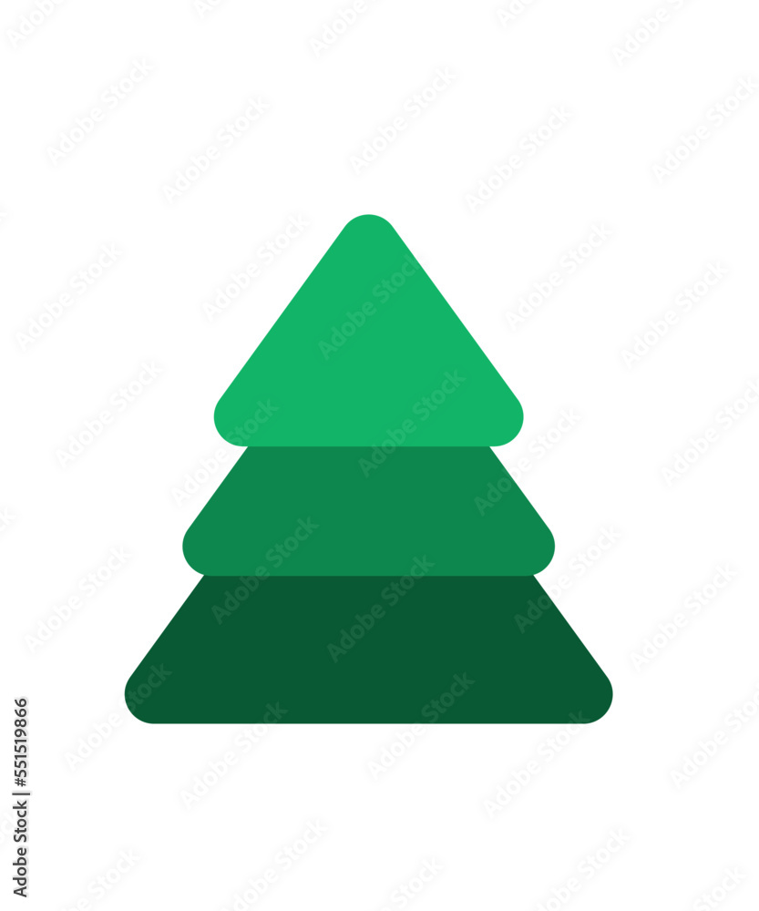 Image of a green Christmas tree in three layers of different shades on a white background Image of a green Christmas tree in three layers of different shades on a white background