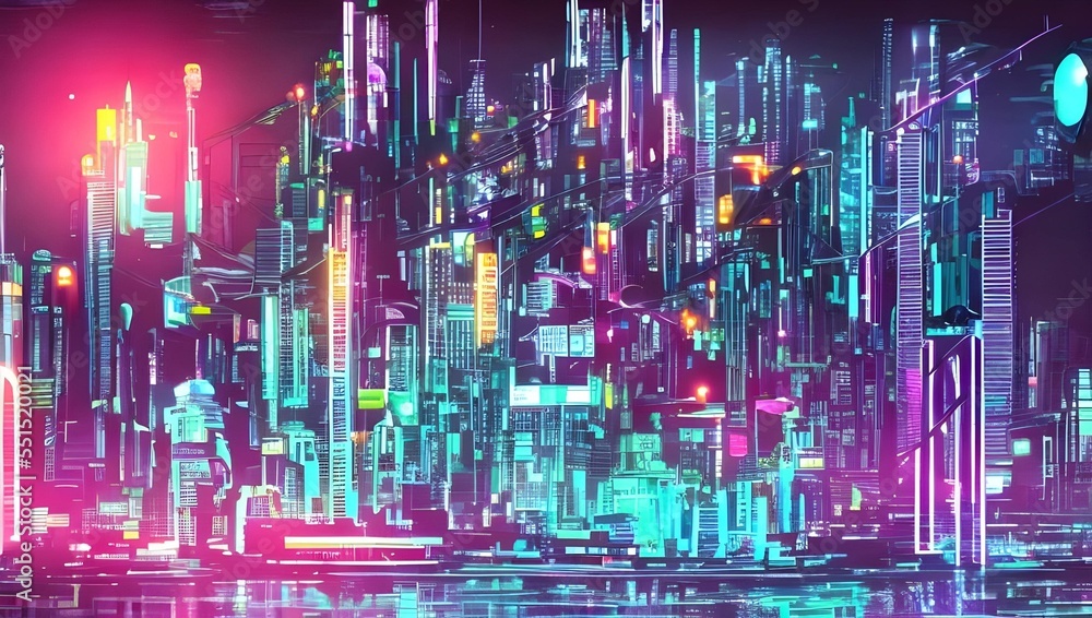 サイバーパンク 街並み Stock Illustration Adobe Stock