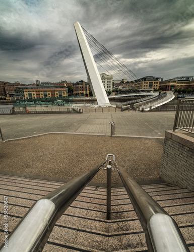 Wide shot of Millennium Bridge Gateshead