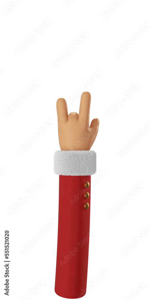 Santa Claus Hand Rock Gesturing 3d cartoon hand Santa Claus Hand Rock Gesturing 3d cartoon hand