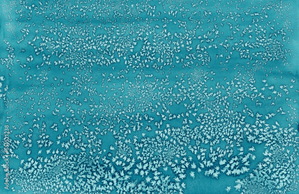 Obraz premium abstract background teal flakes handpainted watercolor with salt flakes