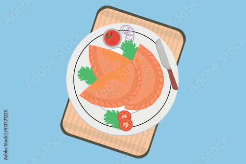 Empanadas with tomato traditional food vector illustration