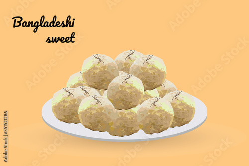 Bangladeshi Traditional Rasogulla or Rasgolla vector design.
