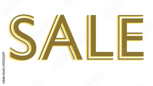 A transparent golden art deco sale sign design element.