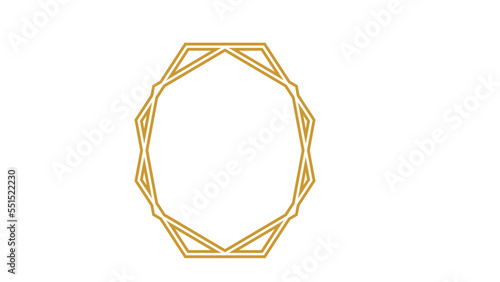 A transparent golden art deco frame design element.