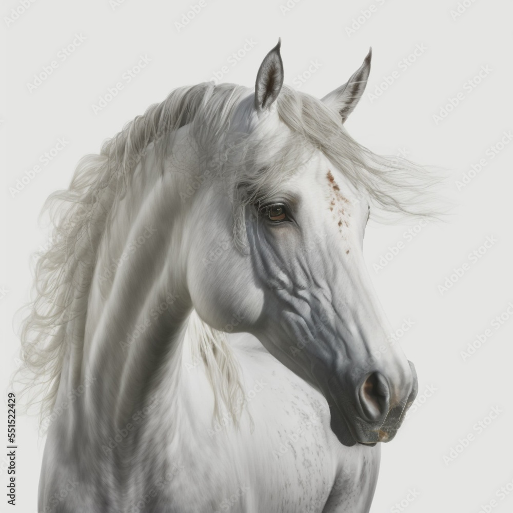 horse head on a white background. rendering horse head on a white background. rendering