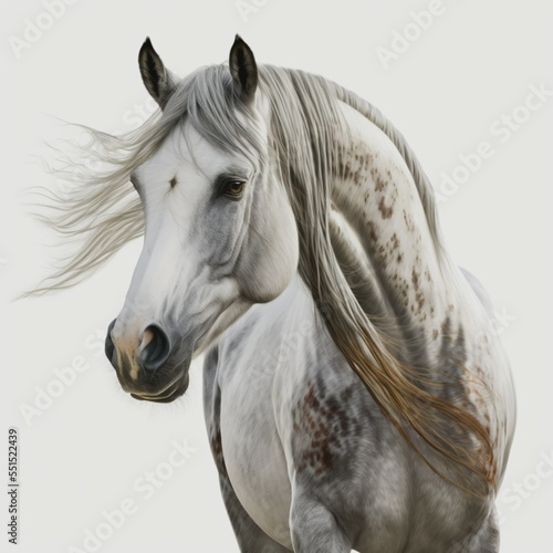 horse head on a white background. rendering