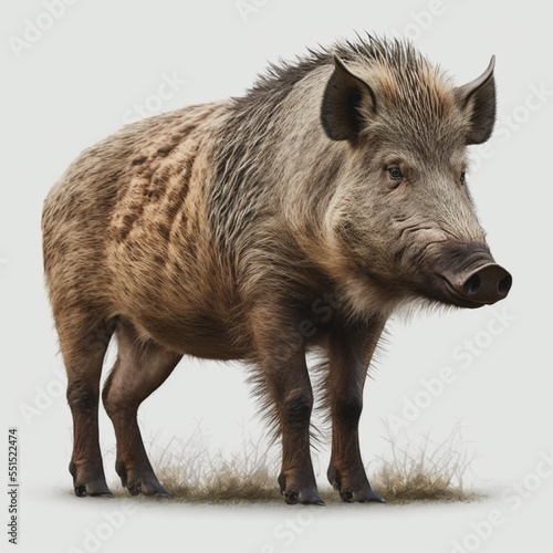 wild boar on a white background. rendering