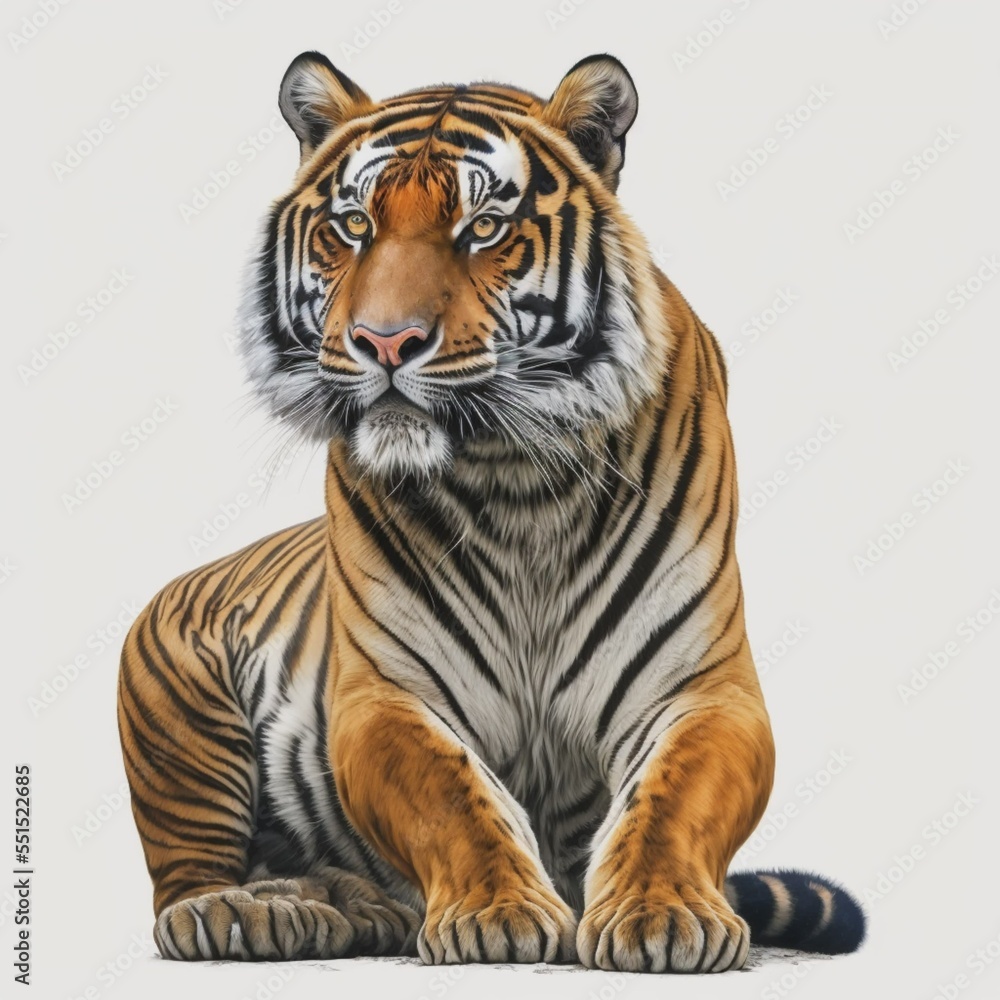 tiger on a white background. rendering