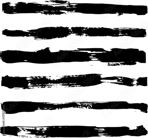 Grunge Ink Dry Brush Strokes Collection. Freehand Black Vector Hand Drawn Brushes