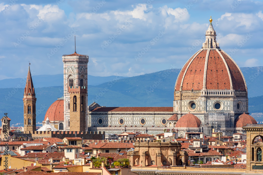 Florence cathedral (Duomo) over city center, Italy