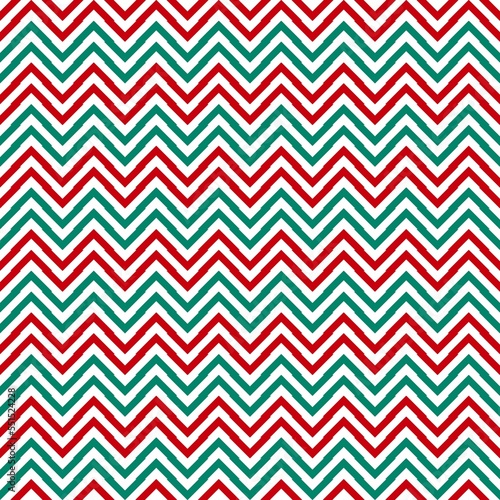 Geometric pattern seamless zigzag red green 3d illustration style Can be used in decoration, fashion, Christmas, curtains, tablecloths, gift wrapping paper.