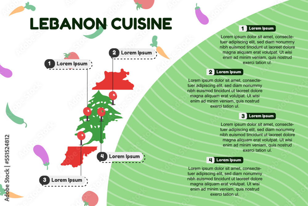 Lebanon cuisine infographic, popular or cultural food concept
