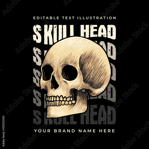 skeleton illustration with hatching style_7