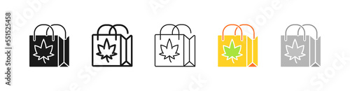 Drugs for medical purposes set icon. Cannabis, taster, marijuana, tobacco, alcohol, relaxation, injection, cheese. Health care concept. Vector line icon on white background