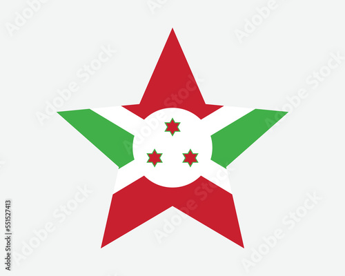 Burundi Star Flag. Umurundi Abarundi Star Shape Flag. Country National Banner Icon Symbol Vector 2D Flat Artwork Graphic Illustration photo