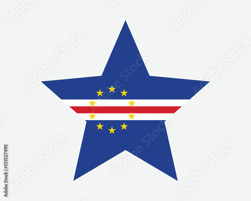 Cape Verde Star Flag. Cabo Verde Star Shape Flag. Cape Cabo Verdean Country National Banner Icon Symbol Vector 2D Flat Artwork Graphic Illustration photo